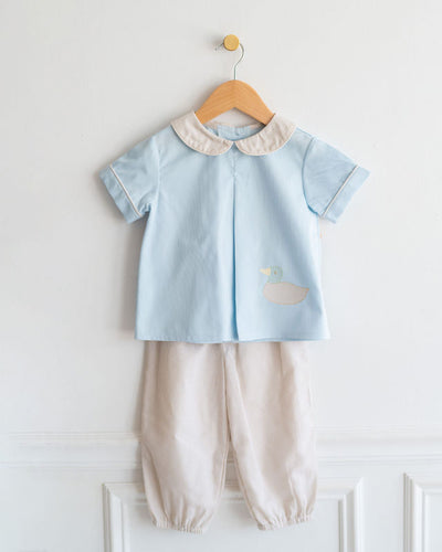 Jacob Top in Blue Pique, SIZE 2T