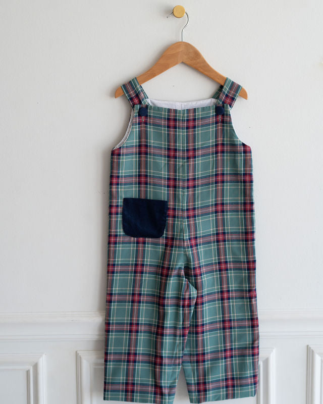 Max Overall Long in Green Tartan, LINED, SIZE 2T