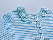 Side Ruffle Top in Blue/Green Watercolor Plaid (#20)