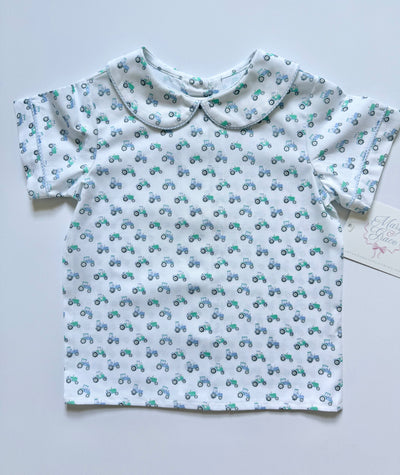 Tyler Top in Tractors (#72) with Blue Gingham (#6)