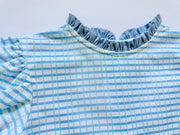 Caroline Dress in Blue/Green Watercolor Plaid (#20) with Medium Blue Twill (#34)