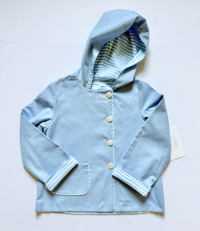 Boy Steedly Jacket in Medium Blue Twill (#34) with Blue/Green Watercolor Plaid (#20)