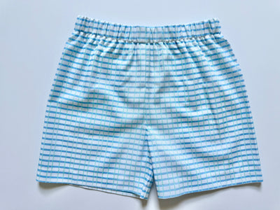 Boy Plain Short in Blue/Green Watercolor Plaid (#20)