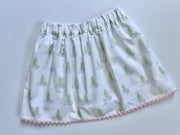 Tilly Skort in Girl Christmas Tree (#78) with Pink Ric Rac (Trim R)