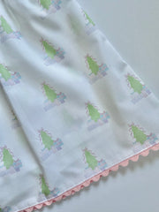 Tilly Skort in Girl Christmas Tree (#78) with Pink Ric Rac (Trim R)