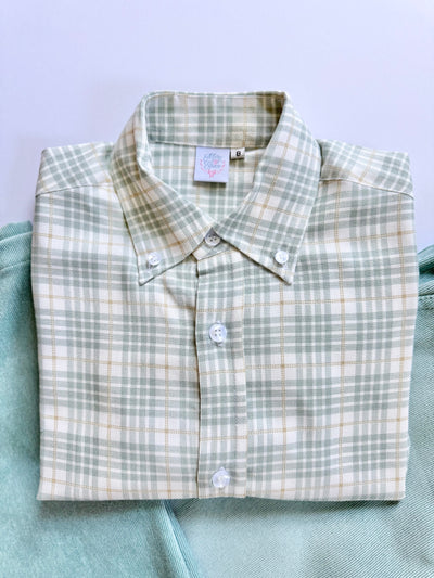 Boy Button Down in Green Plaid (#29)
