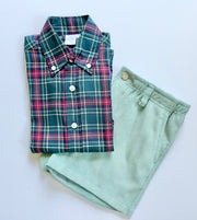 Boy Button Down in Green Tartan (#23)