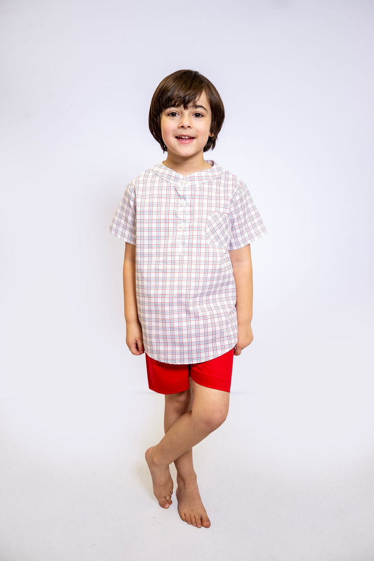 Boy Plain Short in Red Pique, SIZE 6