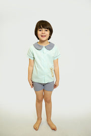 Cooper Top in Aqua Chambray, SIZE 5