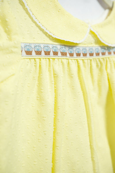 Logan Ribbon Top in Yellow Swiss Dot, LINED, SIZE 4T