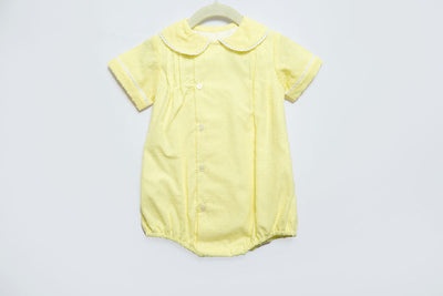 Vernon Bubble in Yellow Swiss Dot, LINED, SIZE 12M