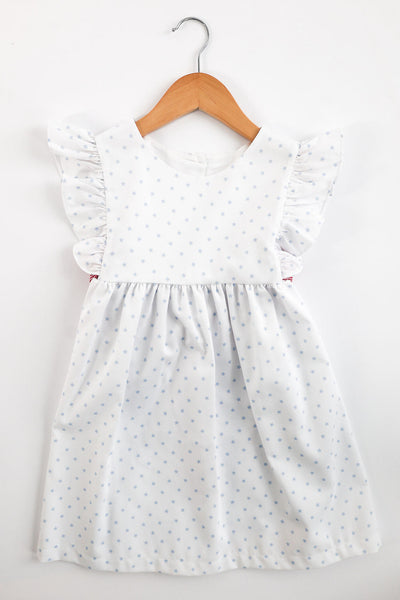 Grace Dress in Blue Star (#83) with Red Gingham (#5), Size 7