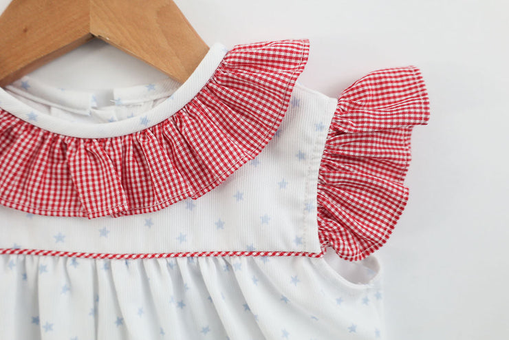 Blair Bubble in Blue Star (#83) with Red Gingham (#5)