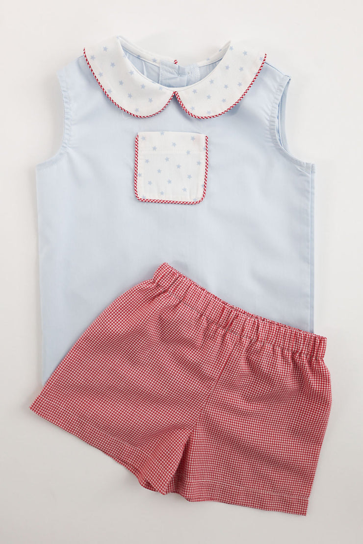 Boy Plain Short in Red Gingham (#5)