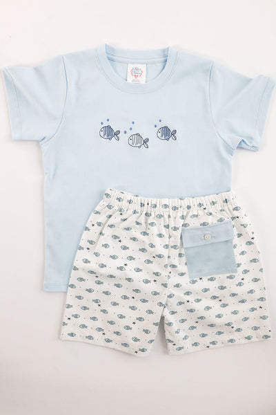 Corey Short in Fish (#84) with Blue Pique (#40), Size 6