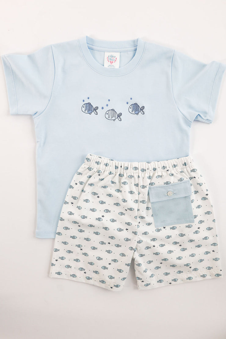 Corey Short in Fish (#84) with Blue Pique (#40), Size 6