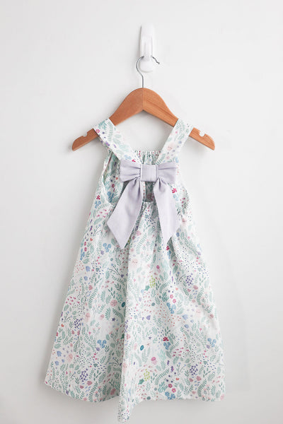 Bow Back Dress in Sea the Beauty (#84) with Lilac Chambray (#38), Size 5