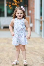 Riley Romper in Sea the Beauty (#85) with Lilac Chambray (#38)