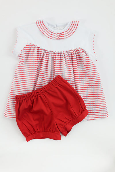 Stella Top in Patriotic Watercolor Plaid (#19) with White Nano (#63), Size 5