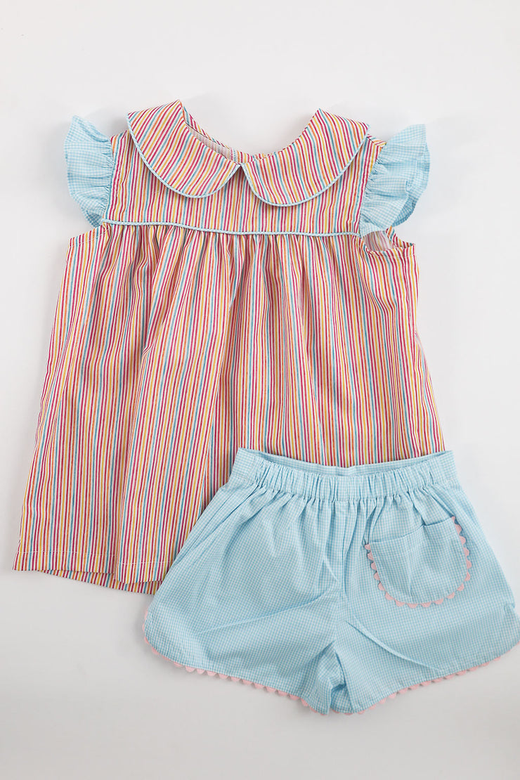 Chloe Short in Taffy Gingham (#11) with Pink Ric Rac (Trim M), Size 5