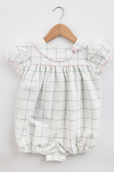 Emma Bubble in Blue Picture Frame (#22) with Pink Pique (#39), Lined, Size 3t