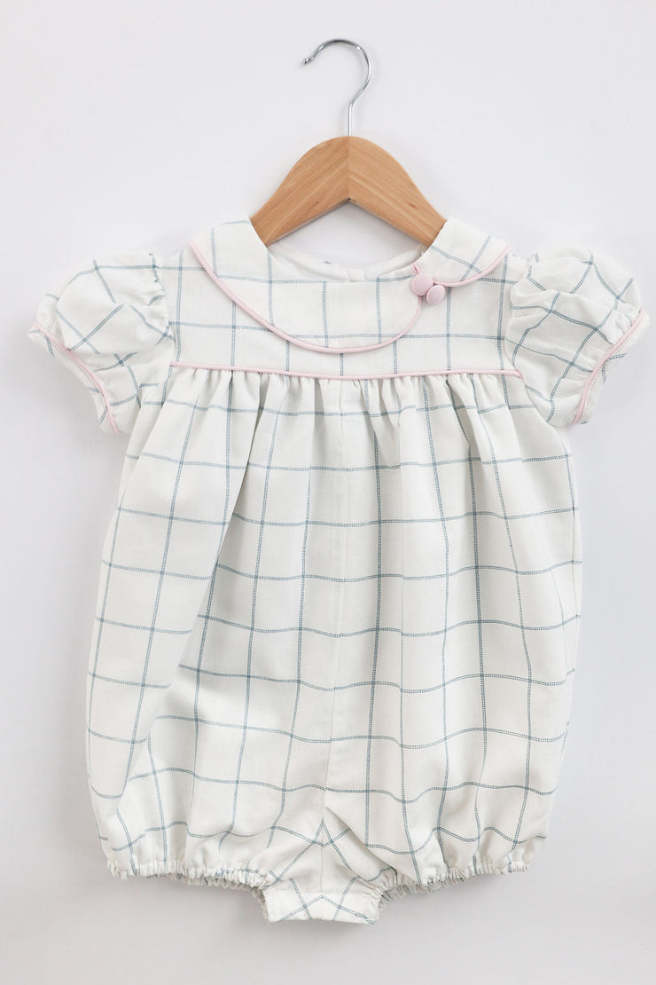 Emma Bubble in Blue Picture Frame (#22) with Pink Pique (#39), Lined, Size 3t