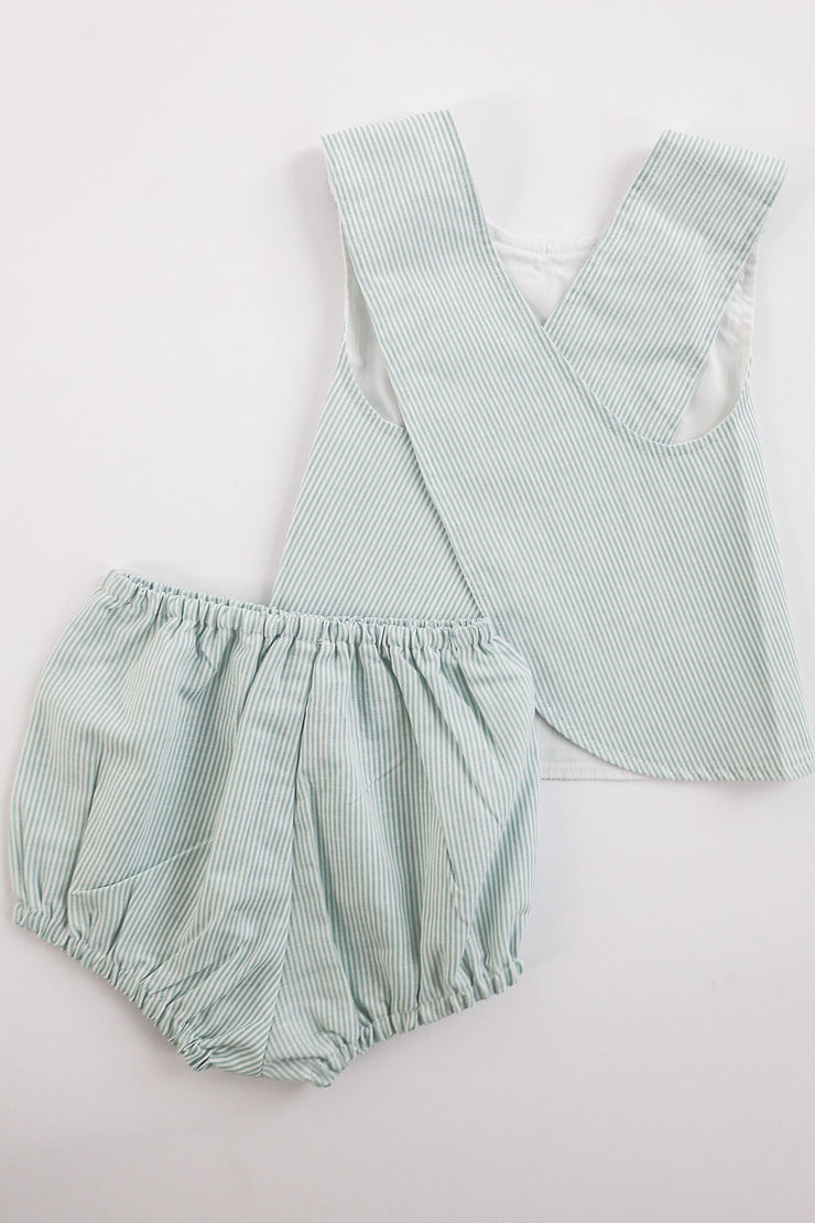 Boy Bloomer in Green Stripe Linen (#23)