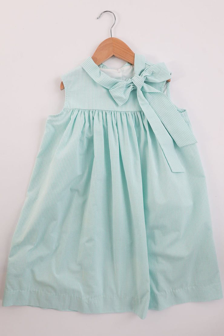 Olivia Dress in Mint Check Seersucker (#1), Size 7