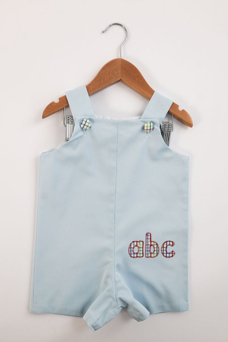Max Overall in Blue Pique (#40) with Primary Plaid (#30), Lined, Size 18m