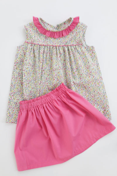 Annie Skirt in Strawberry Broadcloth (#42), Size 7