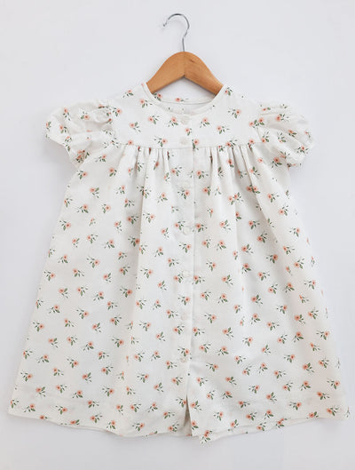 Georgia Dress in Pink Floral Linen (#56), Lined, Size 6