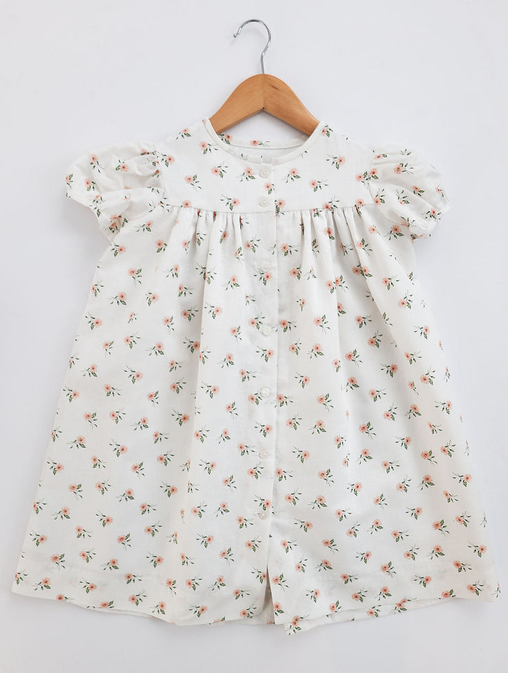 Georgia Dress in Pink Floral Linen (#56), Lined, Size 6