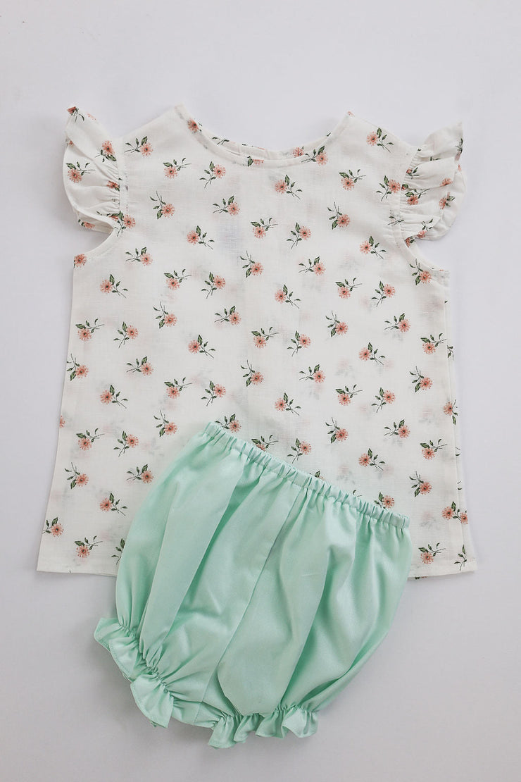 Jennifer Top in Pink Floral Linen (#56), Size 4t