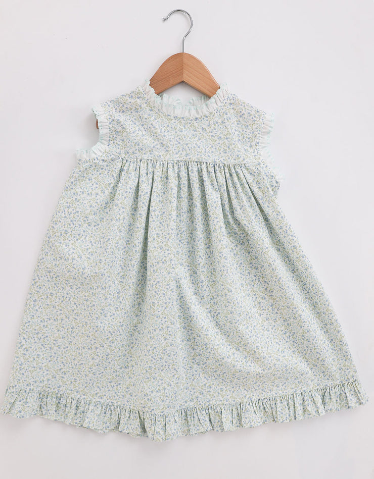 Mabel Dress in Aqua Floral (#57) with Aqua Lace (Trim H)