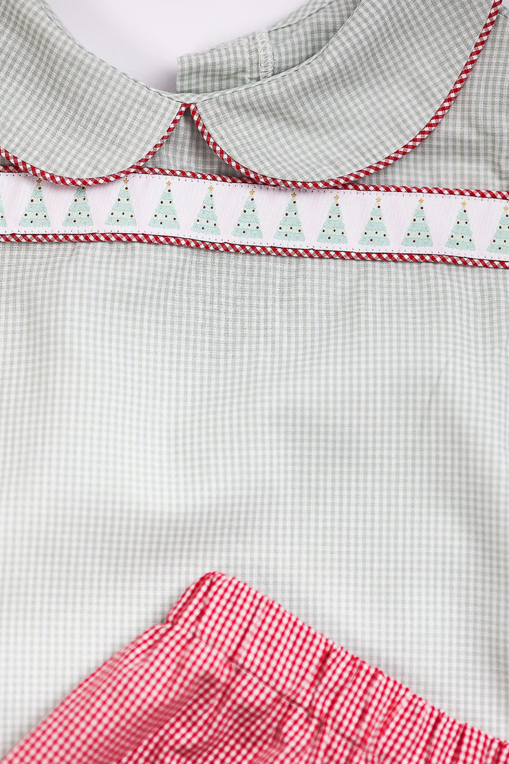 Edward Ribbon Top in Celery Gingham, SIZE 4T