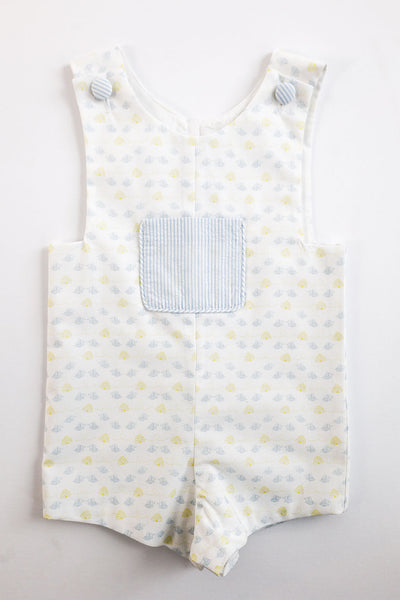 Pocket Jon Jon in Honeybees (#76) with Blue Stripe Seersucker (#26), Lined, Size 3t