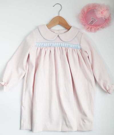 Sally Ribbon Dress in Pink Poly Cord, SIZE 2T AND 5