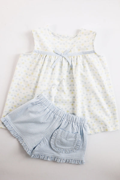 Ruffle Short in Blue Stripe Seersucker (#26), Size 5