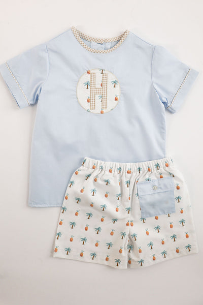 Tucker Top in Blue Nano (#62) with Khaki Check (#13), Size 6