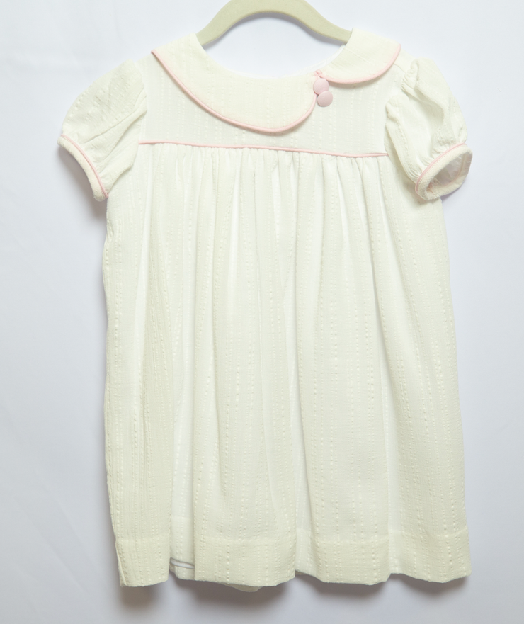 Lila Dress in White Linen Seersucker, LINED, SIZE 3T