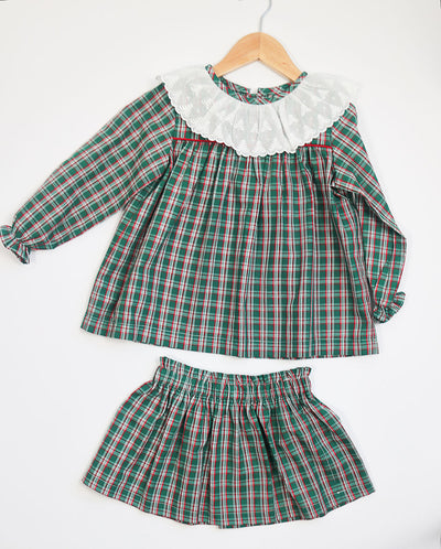 Samantha Top in Green Tartan, SIZE 4T