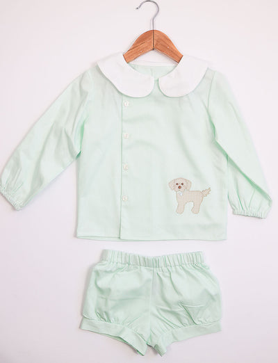 Banded Short in Mint Pique, SIZE 2T