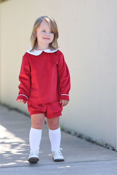 George Top in Red Velvet, SIZE 3T