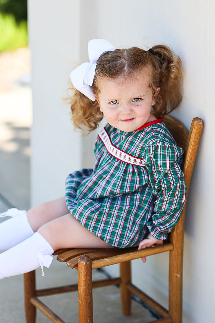 Nora Ribbon Bubble in Green Tartan, SIZE 2T